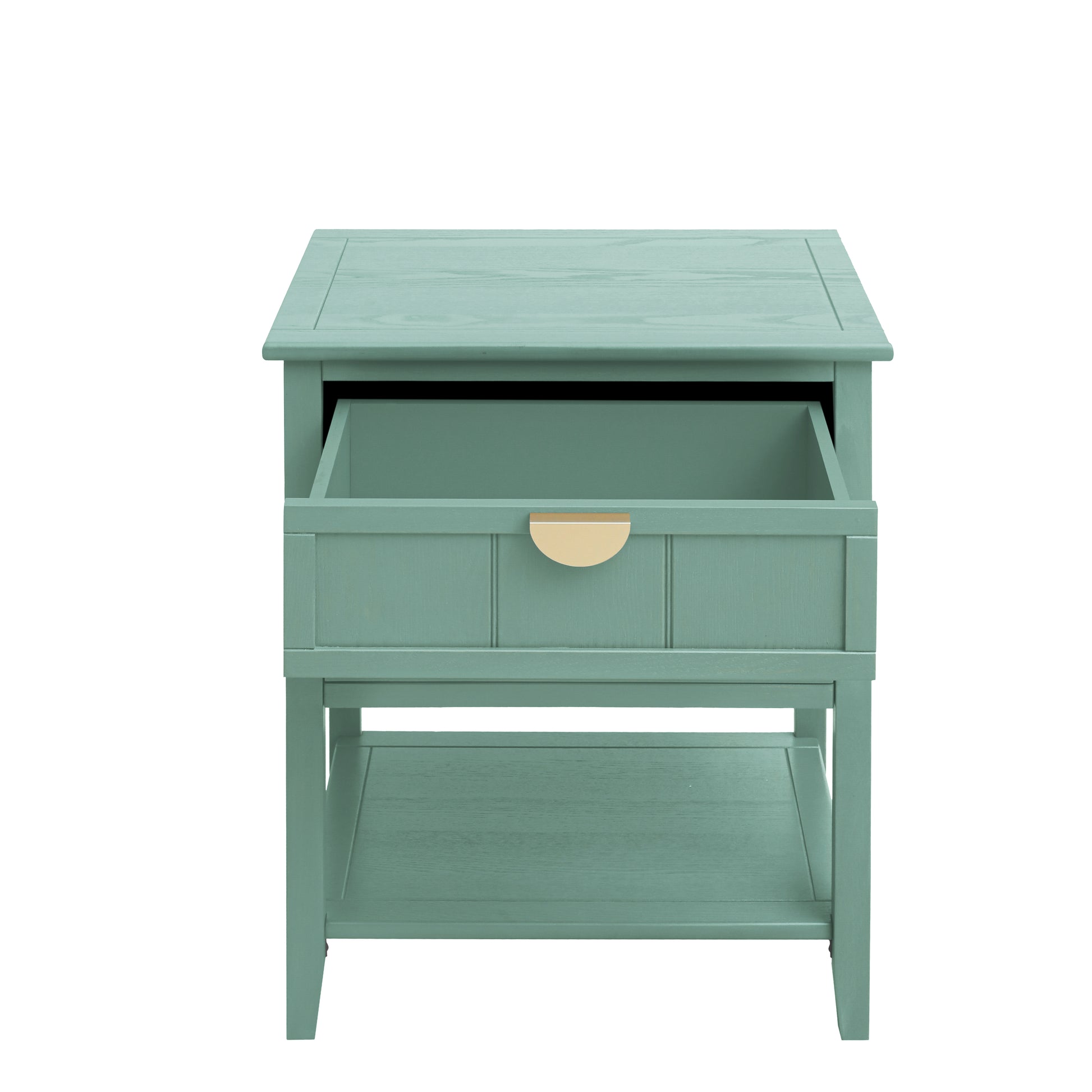 2 Drawer Side Table, American Style, End Table, Suitable For Bedroom, Living Room, Study Light Green Mdf