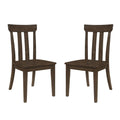 Set Of 2 Slat Back Wooden Dining Chairs, Brown Oak Brown Oak Dining Room Dining Chairs Slat Back Set Of 2 Mdf