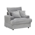 39 Inch Spring Upholstered Armchair And Ottoman Set Comfortable Single Sofa With Cup Holder And Corduroy Fabric, Perfect For Living Room Or Bedroom Gray Corduroy 1 Seat