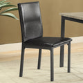 Set Of 2Upholstered Side Chairs In Black Solid Black Dining Room Rectangular Dining Chairs Set Of 2 Faux Leather,Metal