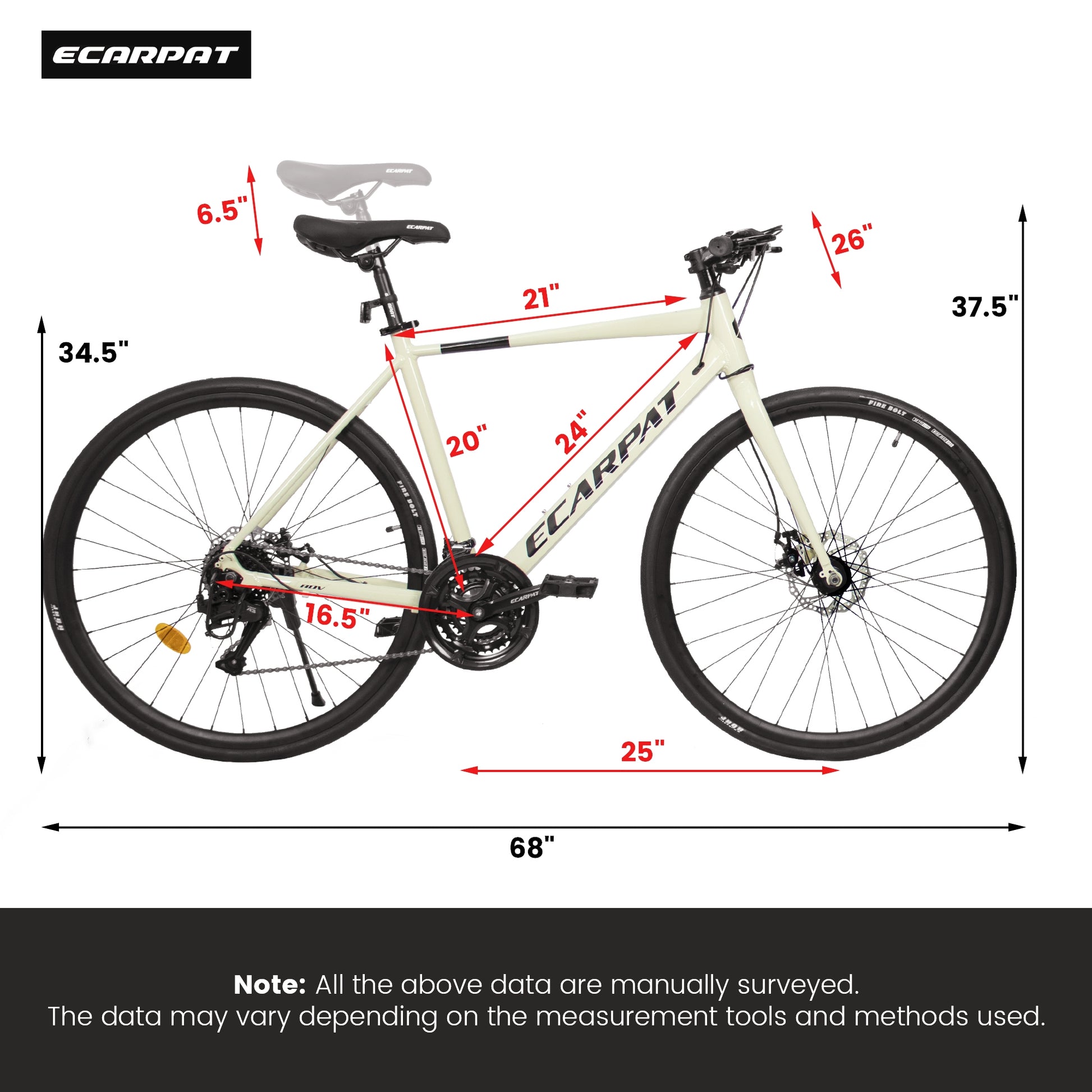 A28320 700C Ecarpat Road Bike, 24 Speed L Twoo Disc Brakes, Light Weight Aluminum Frame ,Racing Bike City Commuting Road Bicycle For Men Women Cream Aluminium