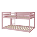 Twin Over Twin Floor Bunk Bed,Pink Twin Pink Pine