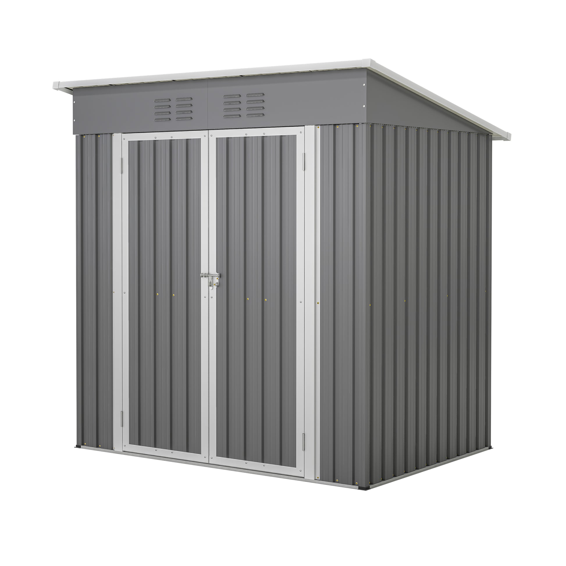 6'X4' Outdoor Metal Storage Shed For Garden Tools Lockable Door Gray Metal