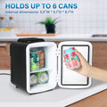 4L 6 Can Mini, Portable Cooler & Warmer Freon Free Small Refrigerator, Compact Fridge For Skincare, Beverage, Food, Cosmetics, Black Black Plastic