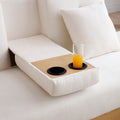 Convertible Sleeper Sofa Couch,Multifunctional Double Folding Sofa Bed,Storage Ottoman And Sofa Arm With Box And Drawer, Drop Down Table With 2Cup Holders For Living Room,Apartment,Office,Beige Beige Linen Wood Primary Living Space Modern Foam Cotton