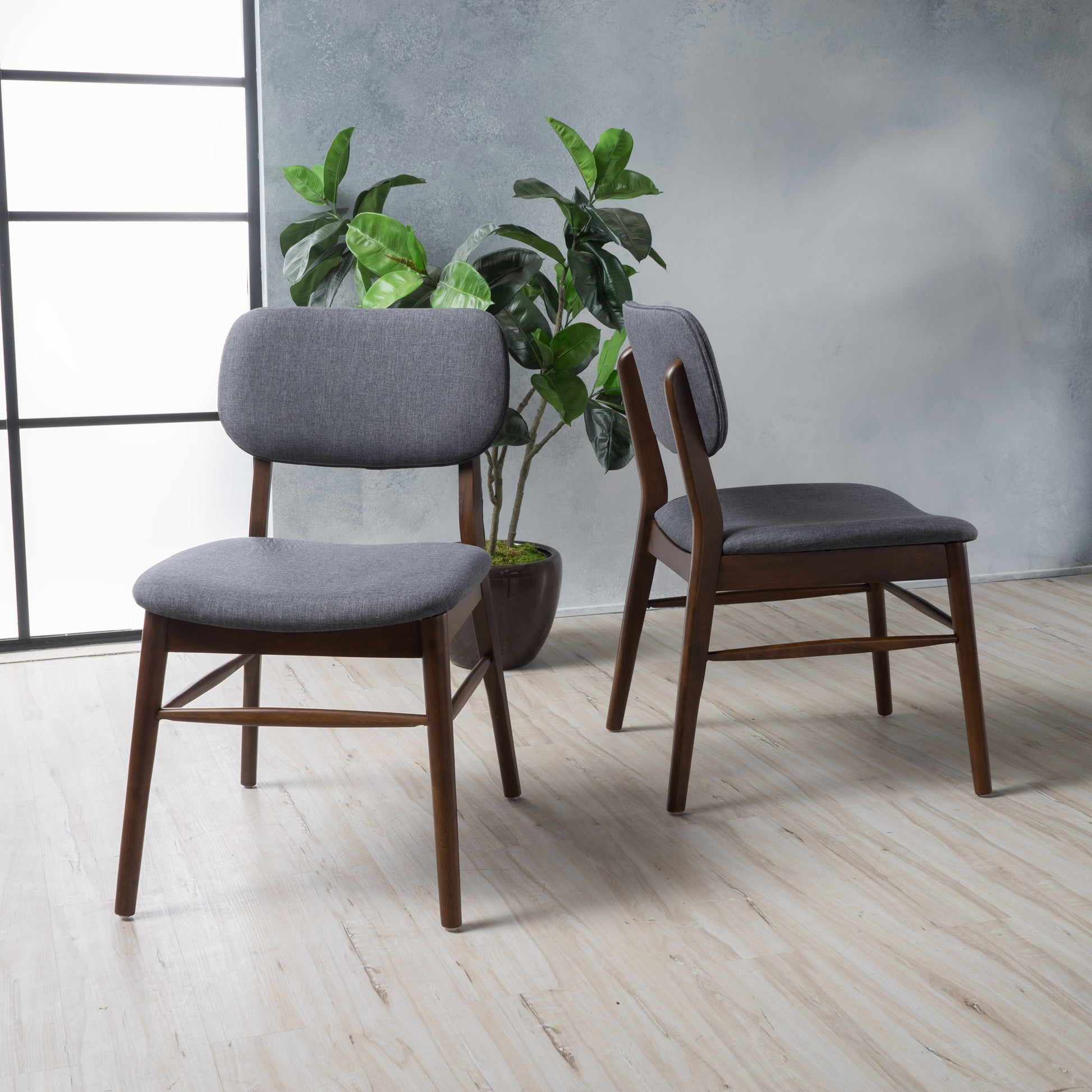 Chair Set Of 2 Charcoal Fabric