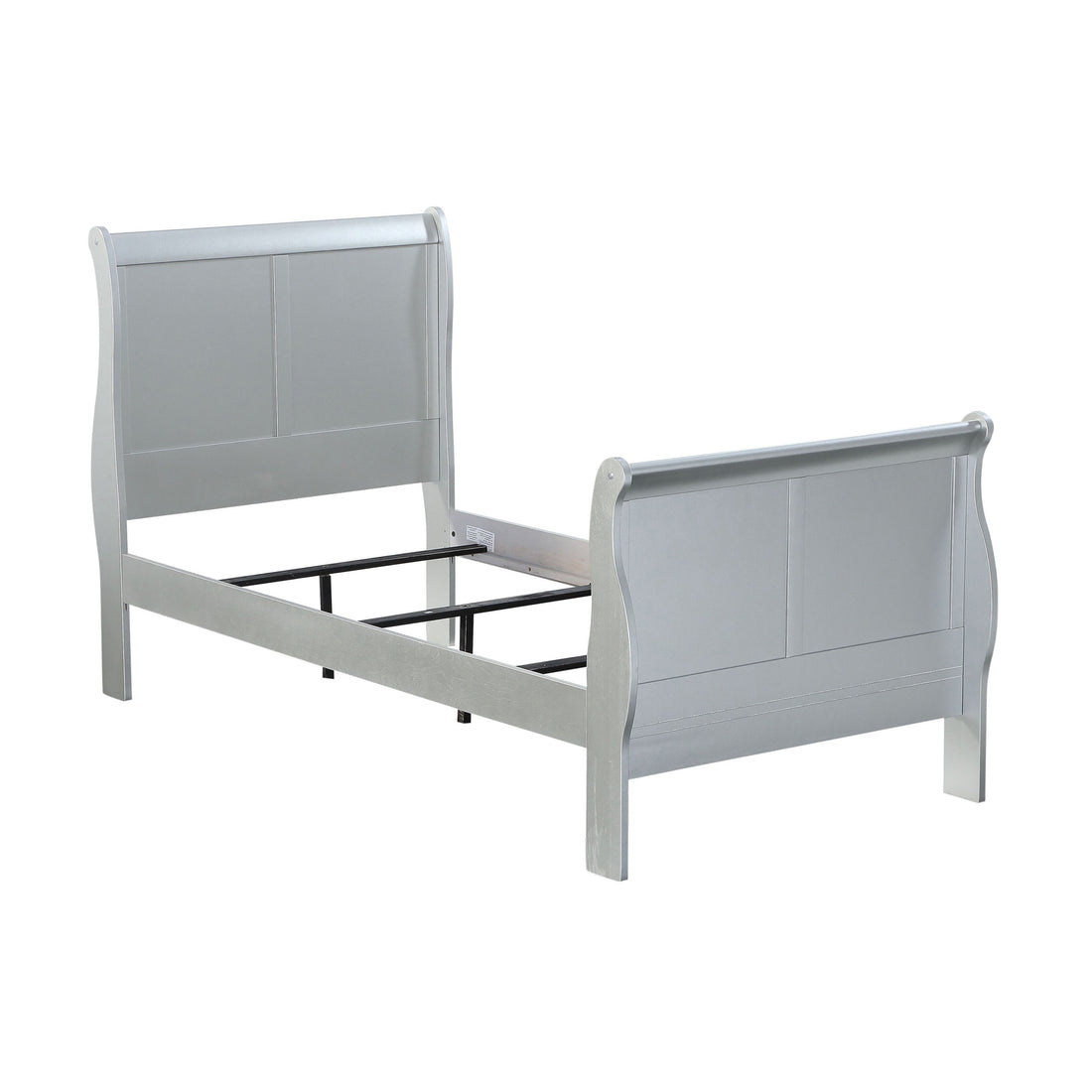 Platinum Twin Sleigh Bed Box Spring Required Twin White Wood Casual Panel Wood