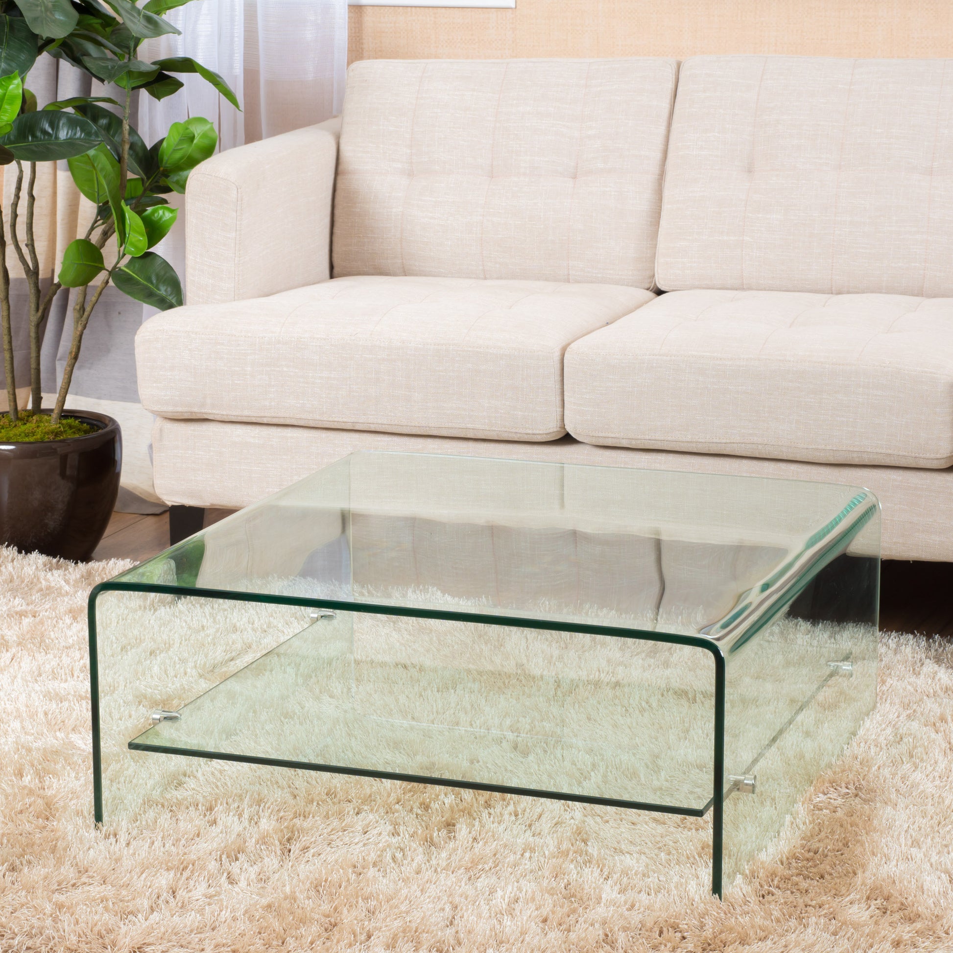 Coffee Table Clear Tempered Glass