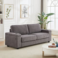 86.5 Inch Sofa Couch Deep Seat Sofa With Two Storage Spaces, T Pyce Charging Portsusb Charging Ports & 2 Cup ,Corduroy 3 Seater Couch, Modern Sofas For Living Room Grey Foam Corduroy 3 Seat