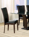 Modern Contemporary Dining Side Chairs Set Of 2 Dark Brown Faux Leather Upholstered Espresso Finish Hardwood Solid Dark Brown,Espresso Dining Room Side Chair Wood
