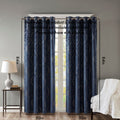 Knitted Jacquard Da Total Blackout Grommet Top Curtain Panel Only 1 Pc Panel Navy Polyester