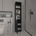 Black Wengue 2 Shelf Rectangle Linen Cabinet Black Particle Board