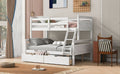 Twin Over Full Bunk Bed With Ladder, Two Storage Drawers, Safety Guardrail, White Box Spring Not Required Twin White Wood Bedroom Bed Frame Pine