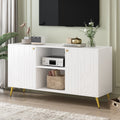 Modern Tv Stand For Tvs Up To 55 Inches, Entertainment Center Media Console,Adjustable Shelf, Metal Legs, Handles And Anti Tip Device For Living Room White 50 59 Inches Mdf