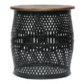 End Table Natural Black Wood Metal