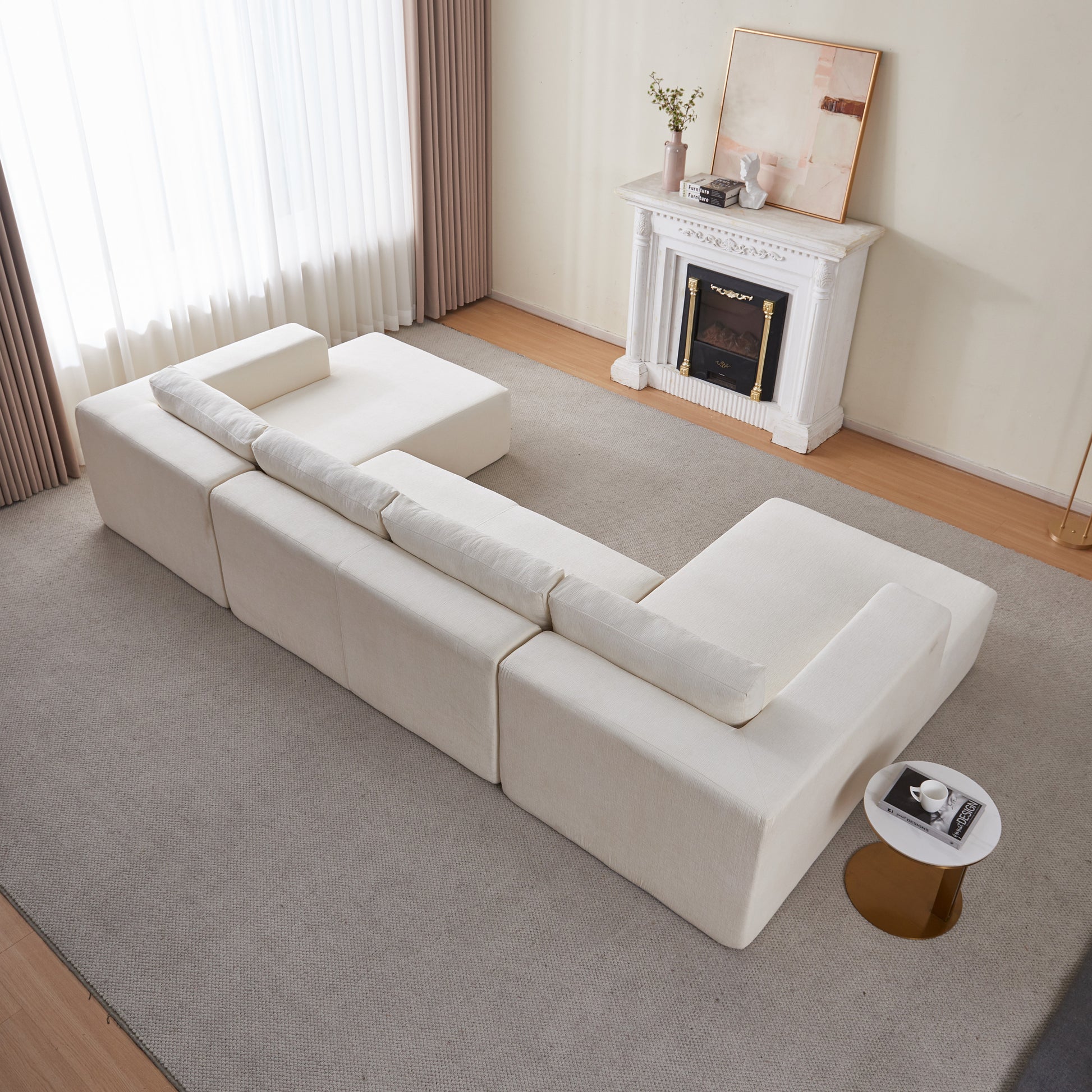 Chenille U Shaped Sectional Sofa Couch, Reversible & Spacious, Ultimate Comfort With Plush Cushions, Perfect For Modern Living Rooms Beige Medium Soft Foam Chenille 6 Seat
