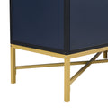 Distinctive Features Of Four Door Sideboard With Metal And Cross Leg Design,Suitable For Living Rooms,Entrance And Study Navy Blue American Design Mdf