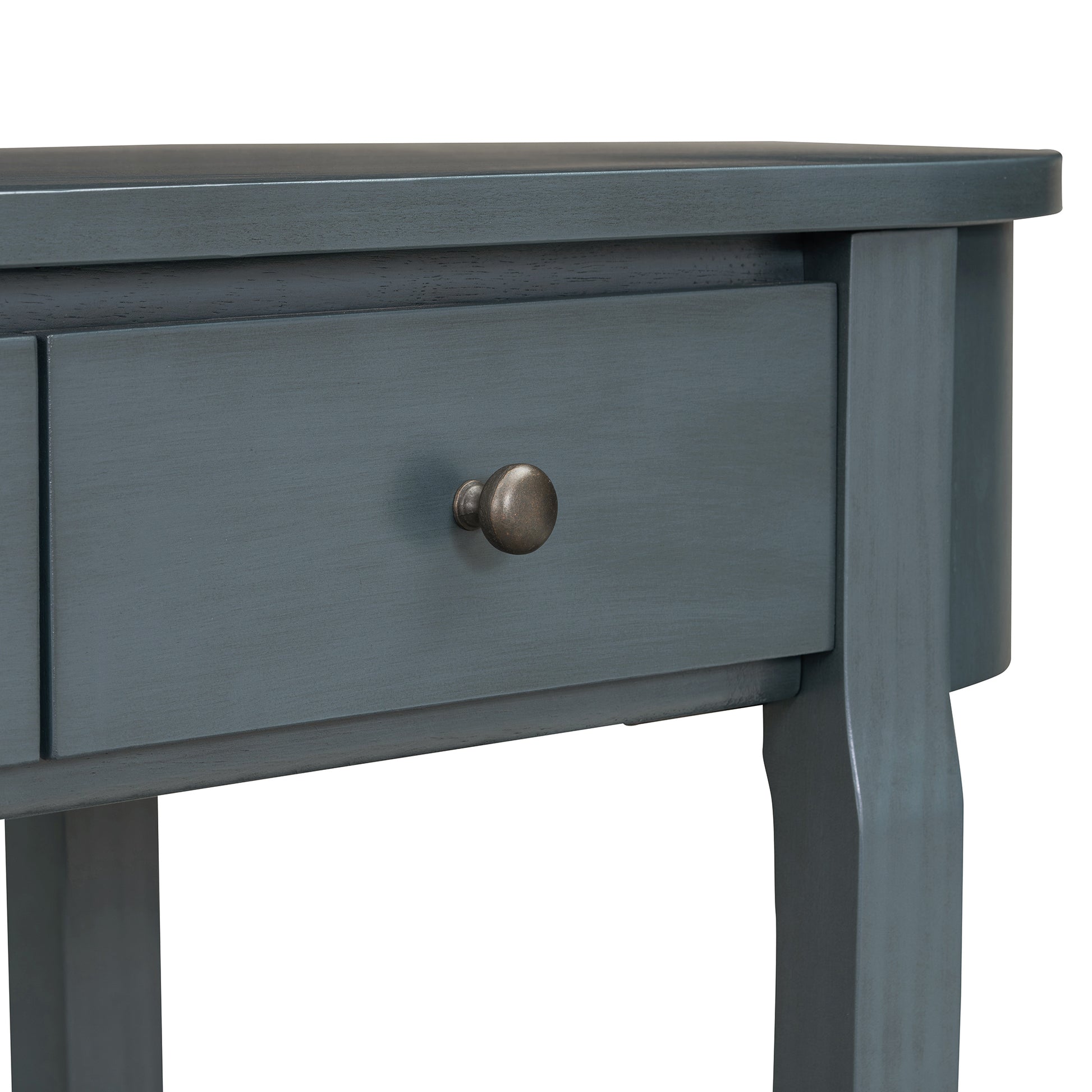 Elegant Retro Console Table With Curved Design And Smooth Glaze For Entryways, Living Rooms And Hallways Navy Navy Solid Wood Mdf