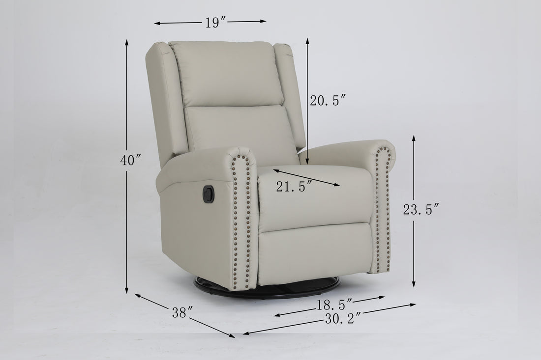 360 Degree Swivel Upholstered Manual Recliner For Living Room, Biege Beige Wood Manual Handle Primary Living Space Soft Pu