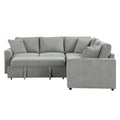 4 Seat L Shaped Modular Sofa With Thick Backrest And Seat Cushions, Suitable For Living Rooms, Offices Gray Wood Polyester 4 Seat