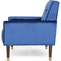 Mirod Comfy Arm Chair With Tufted Backmodern For Living Room, Bedroom And Study Navy Blue Velvet