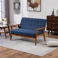 Coolmore Mid Century Modern Solid Loveseat Sofa Upholstered Linen Loveseat, 2 Seat Upholstered Loveseat Sofa Modern Couch Navy Linen 2 Seat