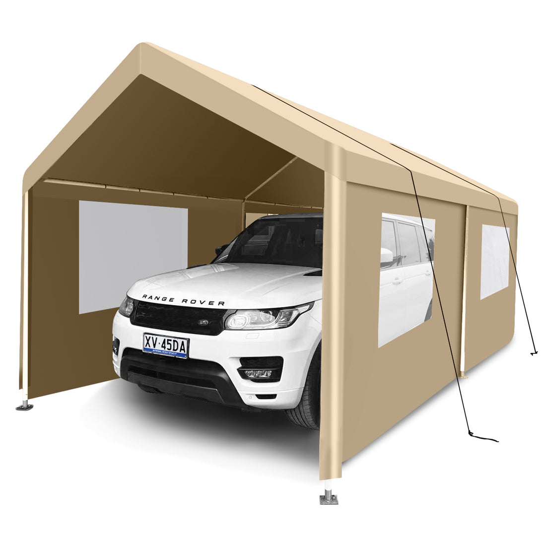 Carport, 10 20 Heavy Duty Portable Carport Garage Tent For Outdoor Storage Shelter Khaki Khaki Metal