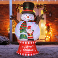 Outsunny 8Ft Christmas Inflatables Outdoor Decorations Snowman With Rotating Colorful Light, Blow Up Led Yard Display Christmas Decor For Lawn Garden White Polyester