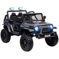 Qaba 12V Ride On Truck, Battery Powered Kids Electric Car With Parent Remote, 4 Suspension Wheels, 3 Mph Max Speed, Music, Horn & Led Lights For Ages 3 6 Years Old, Black Black Plastic