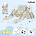 Kids Slide Playset Structure 8 In 1, Freestanding Ocean Themed Set With Slide, Arch Tunnel,Basketball Hoop And Telescope, Double Slides For Toddlers, Kids Climbers Playground Grey 50 99 Lbs Cute 1 To 2 Years Hdpe Indoor & Outdoor Use