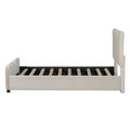 Twin Size Upholstered Platform Bed Velvet Upholstered Bed, Beige Twin Beige Velvet