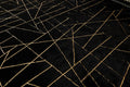 Luxury Machine Washable Black Geometric Abstract Gold Gilded Chinchilla Faux Fur Area Rug Black Gold Polyester