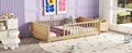 Twin Size Floor Platform Bed With Built In Book Storage Rack,Natural Twin Natural American Design Pine