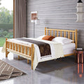 Farmhouse Log Bed Frame King Rustic Style Pure Solid Pine Cylinder Construction Bed Fits Mattresses And Box Springs, Natural Finish King Natural Pine