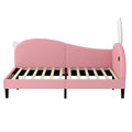 Full Size Upholstered Rabbit Shape Daybed, Sofabed With Rabbit Ear Headboard, Pink Full Pink Pu