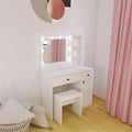 Vanity Desk With Lights, Vanity Set With Mirror, Makeup Vanity Desk With Large Drawers & Three Level Storage Dreeser, Vanitys Vanities With 3 Lights Brightness Adjustable For Bedroom, White Hinged White Drawer 2 Drawers Bedroom Extra Deep Drawers Modern