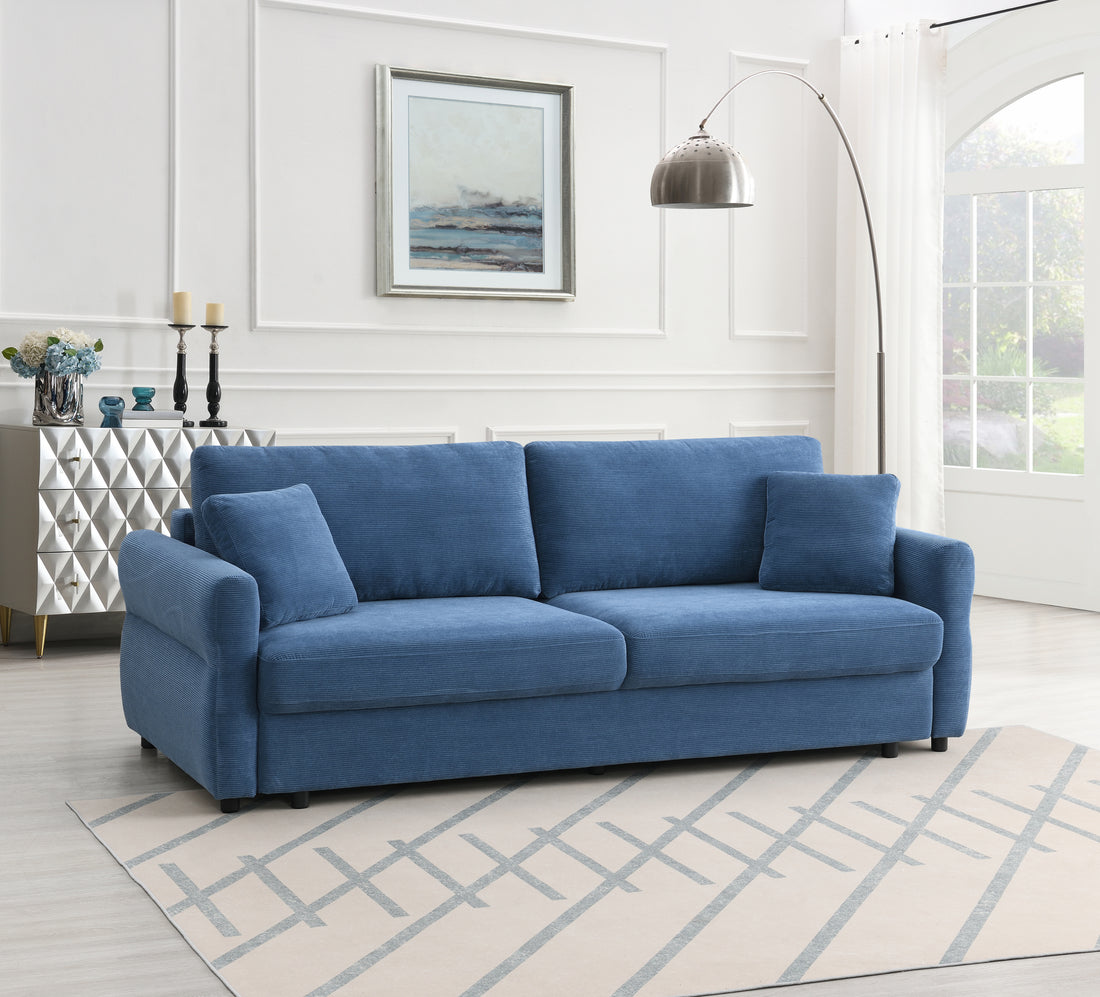 Haran Sofa W Sleeper, Blue Fabric Lv03120 Blue Upholstered 2 Seat