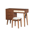 3 Pieces Bedroom Set With Queen Size Wooden Bed Frame, 1 Vintage Nightstand And 1 Makeup Vanity Set With Stool,Walnut Expected Arrival Time: 08.23 Queen Walnut 3 Piece Set Wood
