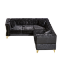 81.5 Inch Chenille Corner Sofal Shaped Sectional Couch, 5 Seater Corner Sofas With 3 Cushions For Living Room, Bedroom, Apartment, Office Black Foam Chenille 5 Seat