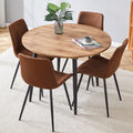 Table And Chair Set.Modern Extendable Mdf Dining Table.The Table Has A Telescopic Design, Suitable For Gatherings Of Different Size.Paired With 4 Chairs With Soft Suede Cushions And Black Metal