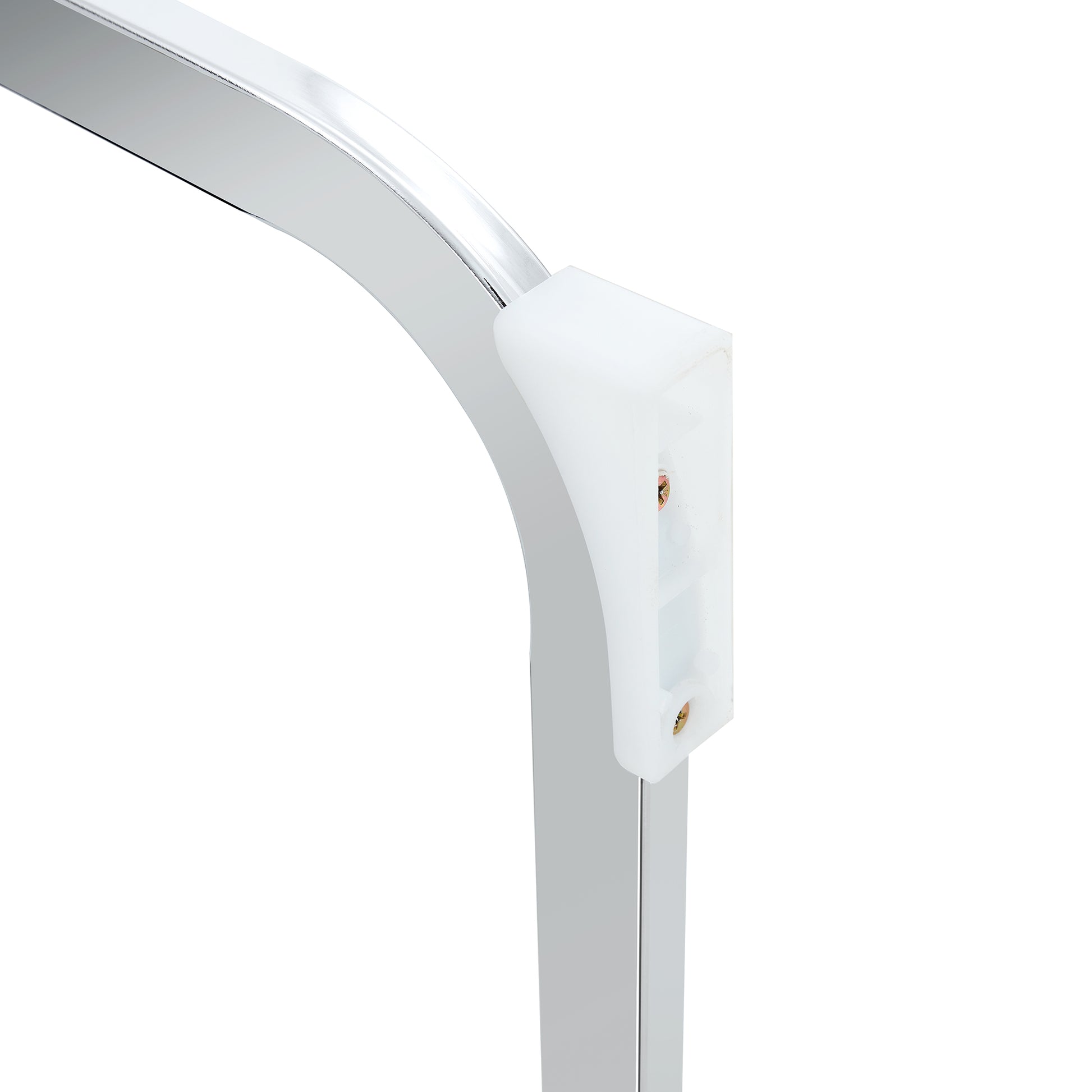 Luxury Simple Arch Chair Set Of 4 White Pu Material High Resilience Dining Chair With Arched Metal Silver Leg. White Silver Metal,Pu