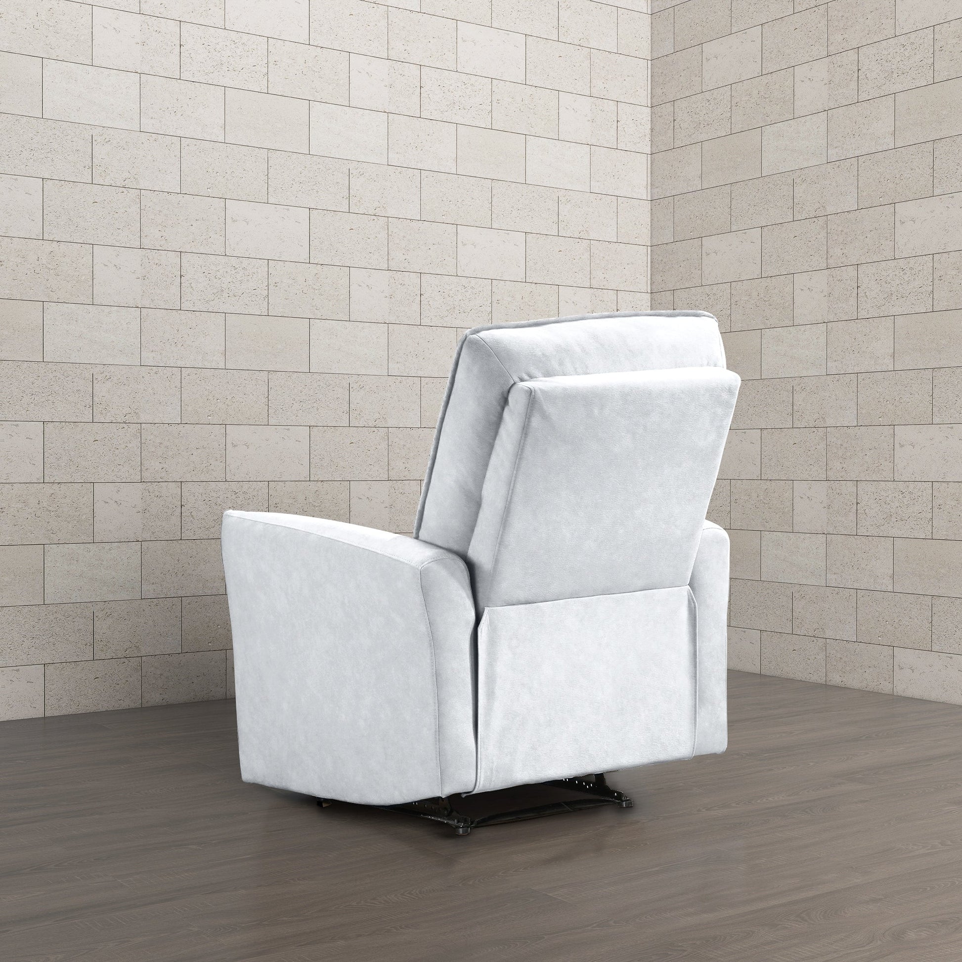 Asheville Grey Suede Recliner Chair Light Gray Suede Cushion Back Push Button Suede