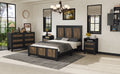 Farmhouse Wooden Platform Full Size Bed, Modern Platform Bed With Wooden Strip Decoration, Plywood Slats Support, Black Full Black Particle Board