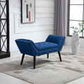 Homcom Modern Button Tufted Sitting Bench, Accent Fabric Upholstered Ottoman For Bedroom Or Living Room, Blue Blue Polyester