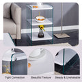 Three Levels Of Bedside Tables. The Board Surface Is Mdf, With White Stickers, And Both Sides Are Transparent Tempered Glass. The Design Is Simple And Generous, With Storage Function. White Mdf Glass