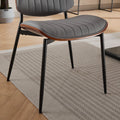 Dining Chairs Set Of 2 Mid Century Modern Retro Faux Leather Chair With Walnut Bentwood Back Upholstered Seat Metal Legs Adjustable Foot For Kitchen Dining Room Chairs Gray Pu Gray Pu Dining Room Classic Set Of 2 Foam Pu Leather