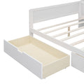 Wooden Full Size Daybed With Storage Shelves, Multi Functional Bed With Two Storage Drawers And Study Desk, Antique White Old Sku: Hl000089Aak Full Antique White Wood