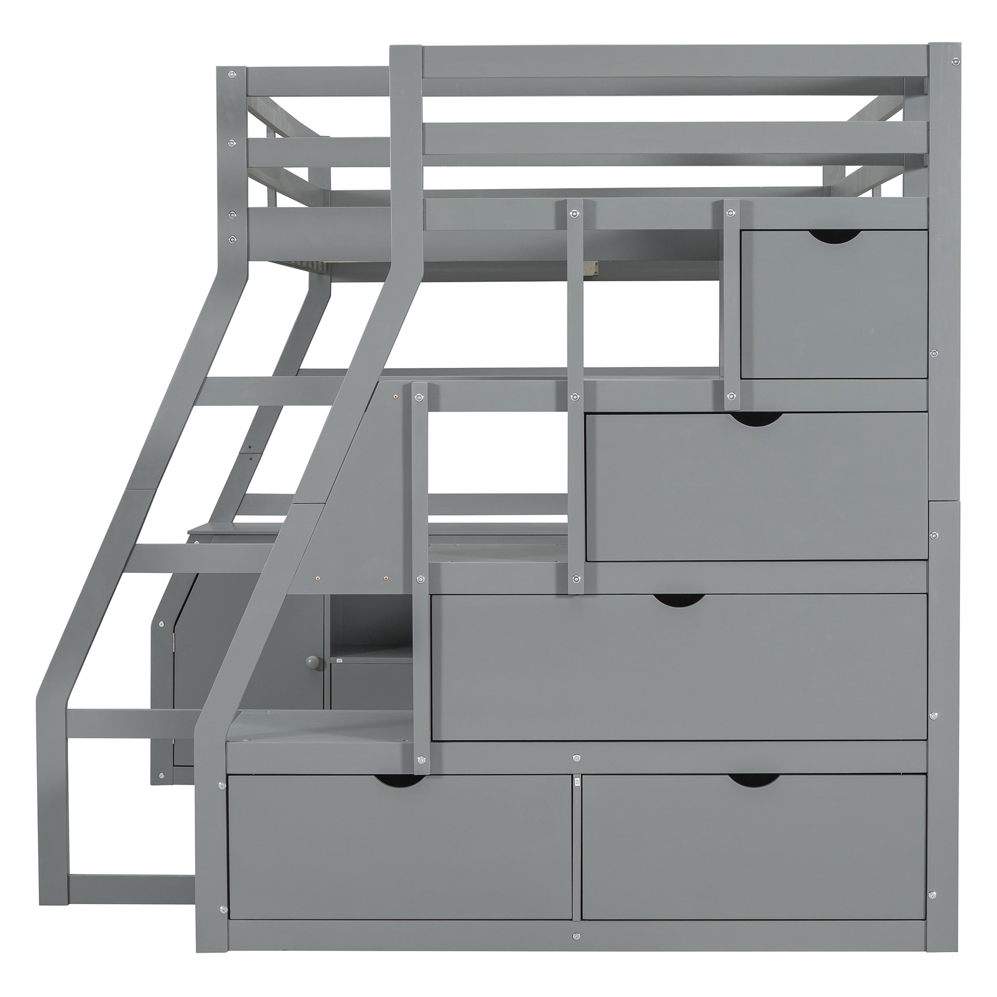 Full Size Loft Bed With 7 Drawers 2 Shelves And Desk Gray Full Gray Plywood