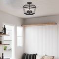 5 Light Living Room Steel Dimmable Cage Semi Flush Mount Ul Certified Black Ceiling Lights Steel Metal