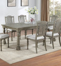 Dining Table 6X Side Chairs 7Pcs Dining Set Light Grey Finish Dining Room Furniture Plush Upholstered Fabric Seat Contemporary Style Wood Light Grey Seats 6 Wood Dining Room Contemporary,Modern,Transitional Rubberwood Rectangular 4 Leg Rectangular Dining